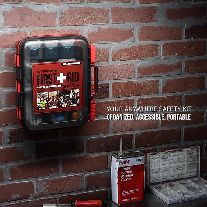 EVERLIT 400 Pcs Emergency First Aid Kit Medical Kit Professional Med Kit Supplies for Preparedness, Survival, Office, School, Home, Disaster, Car, Business, Restaurant