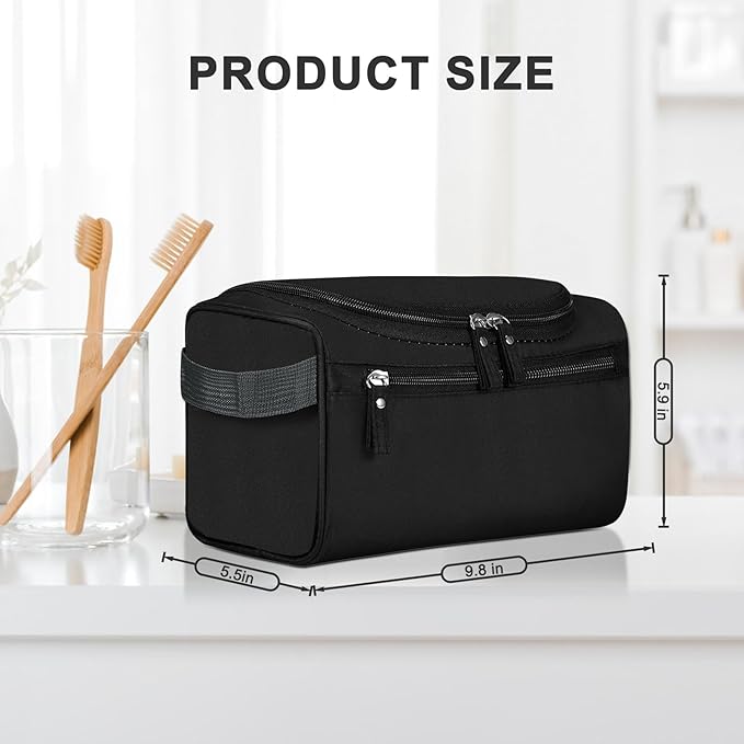 Hanging Toiletry Bag for Women and Men Traveling Makeup Large Capacity Cosmetics Portable Dopp Kit Storage Organizer Bag with Hanging Hook for Toiletries Brushes Shaving Tools (Black)