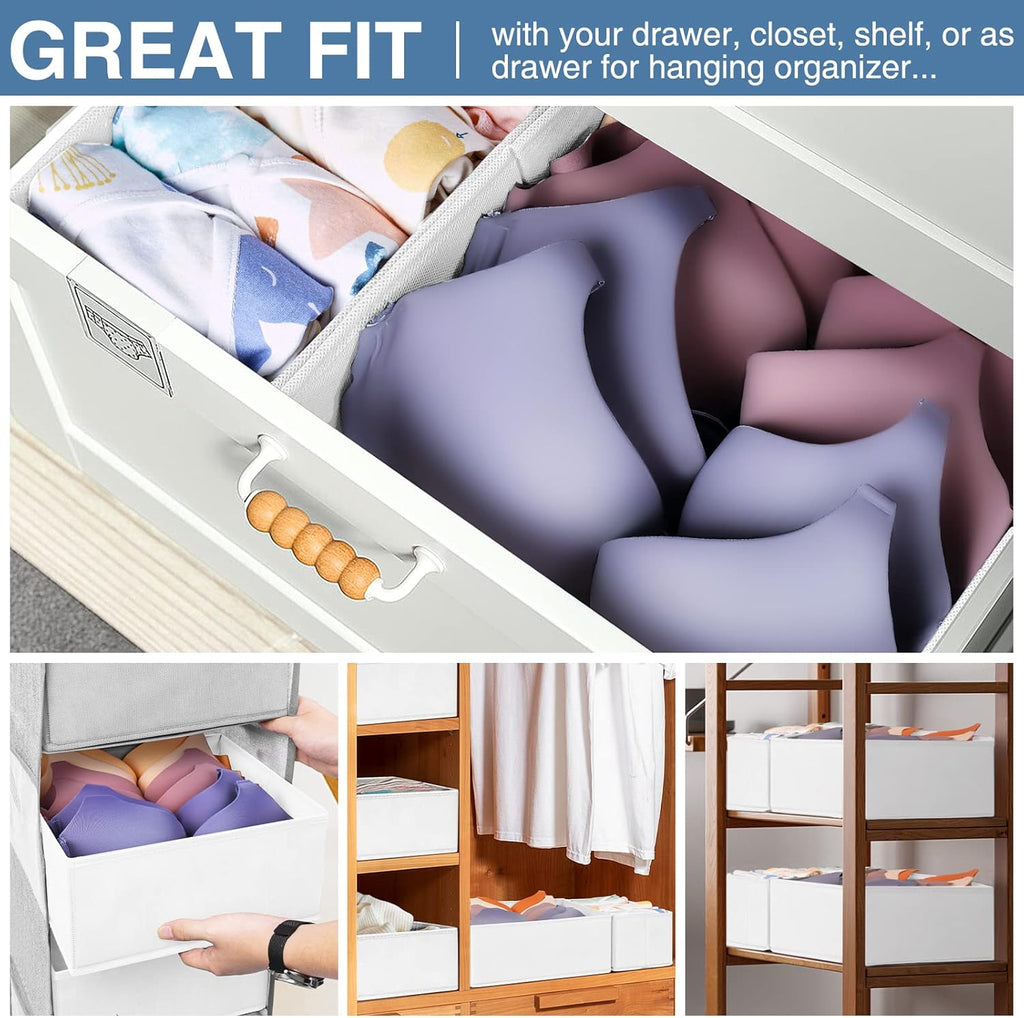 Criusia Drawer Organizer Clothes 12 Pack - Fabric Closet Organizers and Storage for Nursery Organization - Dresser Drawer Dividers for Baby Clothes/Socks/Underwear/Bras - College Dorm Room Essentials