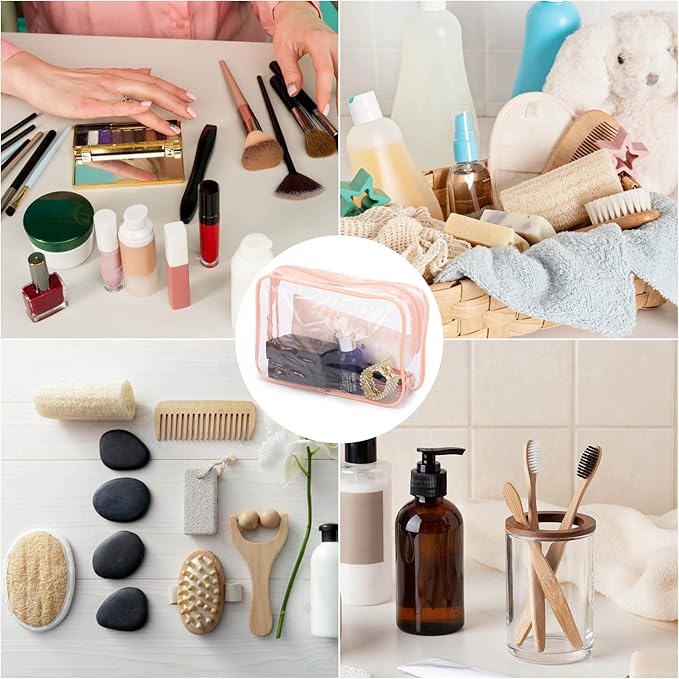 Tbestmax 10 Pack Clear Cosmetic Bags Makeup Bags Portable Waterproof TSA Approved Travel Toiletry Bags Organizer