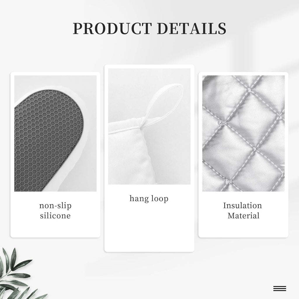 Tropic Hawaiian Hibiscus Flower Oven Mitts Pot Holders Set Silicone Heat Resistant Green Leaves Red Floral Oven Mitts and Hot Pads Potholders Non-Slip Oven Gloves for Cooking Baking Grilling