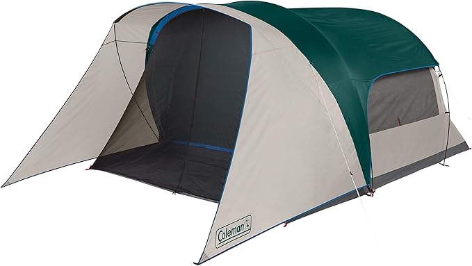 Coleman Cabin Camping Tent with Screened Porch 4/6 Person Weatherproof Tent with Enclosed Screened Porch Option Includes Rainfly Carry Bag Extra Storage and 10 Minute Setup