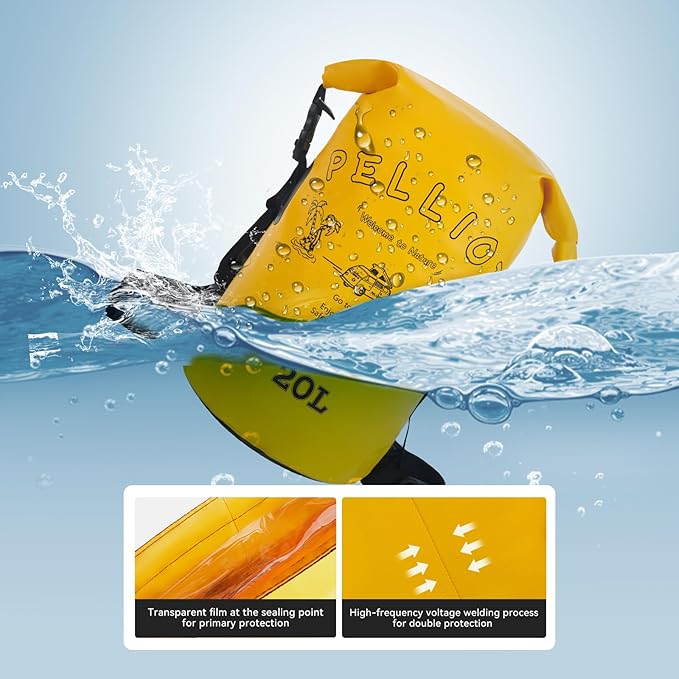 20L Waterproof Dry Bag Tough & Water-repellent Storage Bag with Adjustable Shoulder Straps Lightweight Portable Backpack Dry Bags for Kayaking Boating Camping Yellow