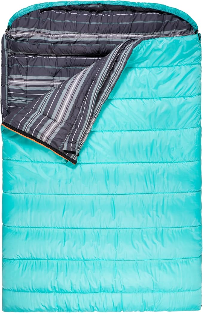 Teton Mammoth Queen Size Double Sleeping Bag- A Warm Bag The Whole Family can Enjoy – Great for Camping, Hunting and Base Camp. Compression Sack Included