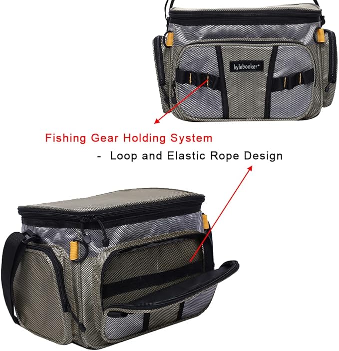 Kylebooker Fishing Tackle Bags Soft Side Fishing Tackle Box Storage Bag for Saltwater or Freshwater