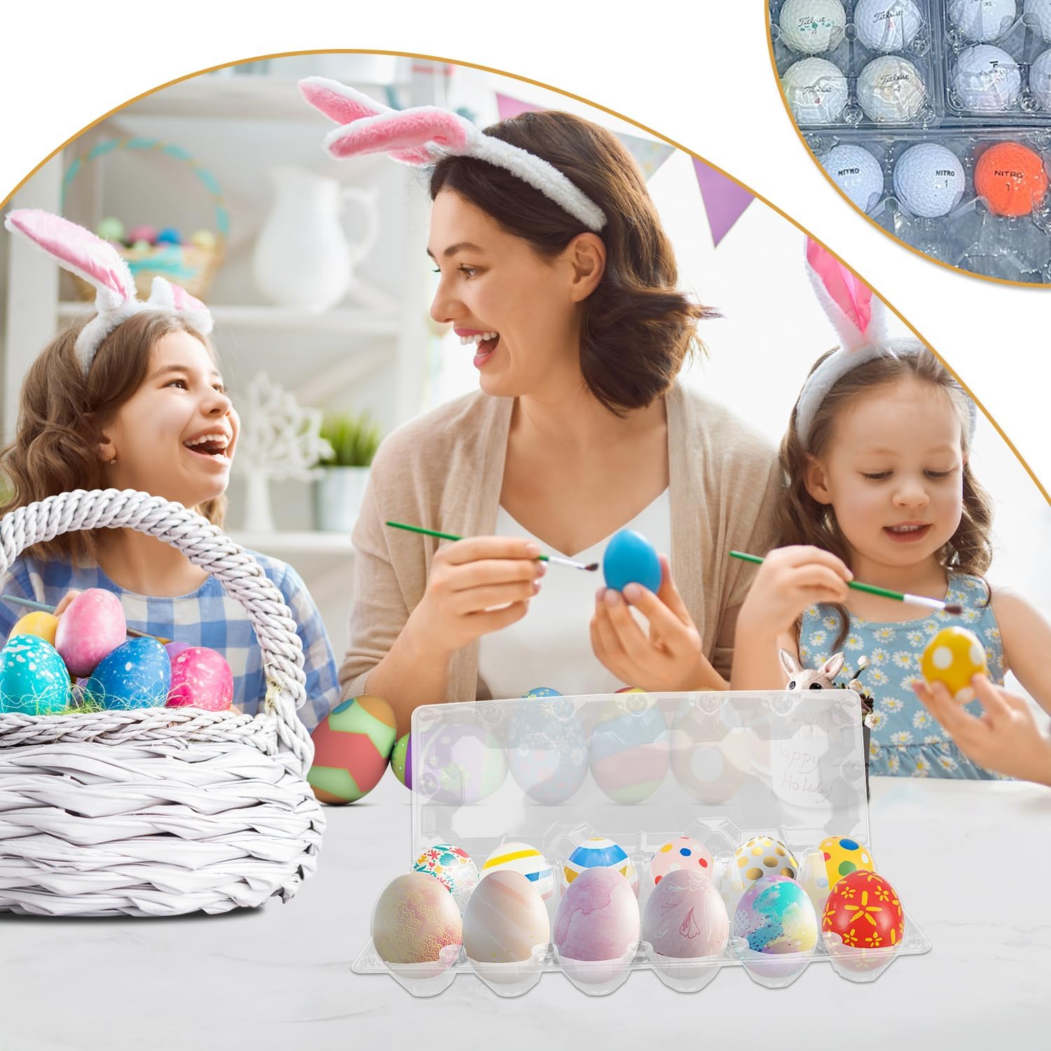 100 Pack Bulk Egg Cartons, Clear Plastic Chicken Egg Holders, Egg Tray Carton Holder for Home & Kitchen, Farm & Market Use, An Eco-Friendly Egg Storage Solution, 12 Grids(Medium Size)