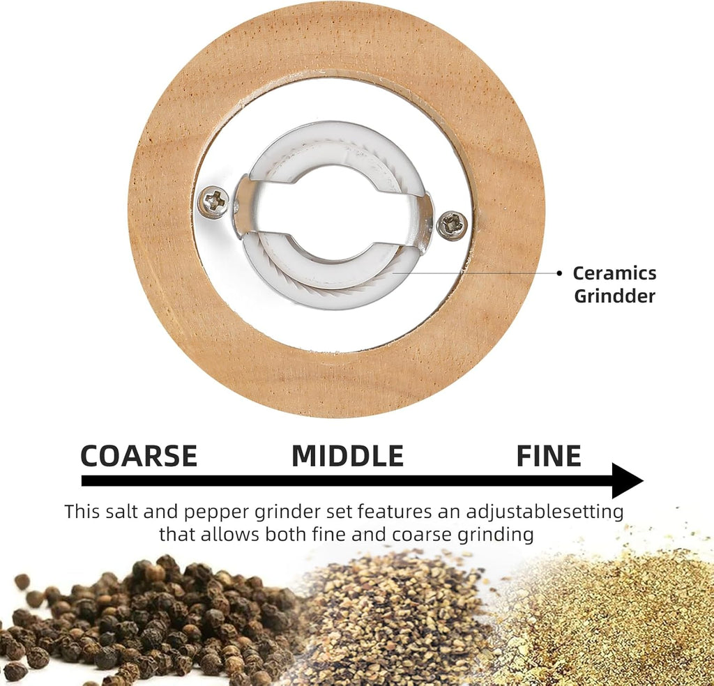 Classical Hand Shake Rubber Wood Salt or Pepper Grinder Set Refillable Salt Grinder Pepper Mill with Adjustable Coarseness Acrylic Body For Kitchen 1 Pack