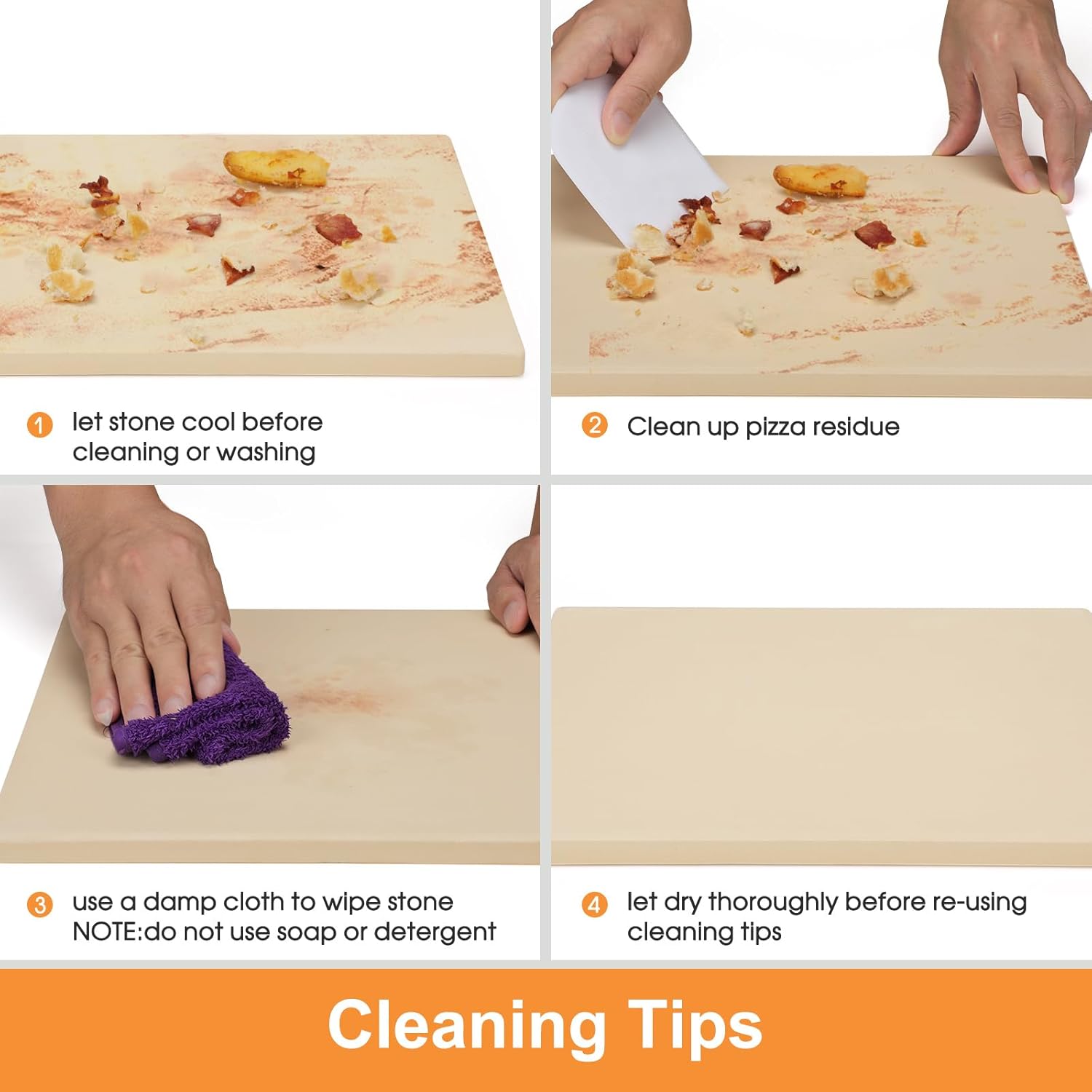 Small 10x10 inch Pizza Stone,for RV Camper Oven,Square baking stone Grill,Can make pizza, bread, pies,BBQ, Durable and Safe, Give away Plastic Scraper