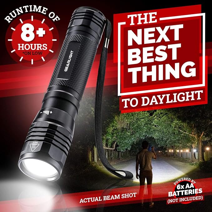 GearLight S2500 LED Flashlight - Extremely Bright, Powerful Tactical Flashlights with High Lumens for Camping, Emergency & Everyday Use