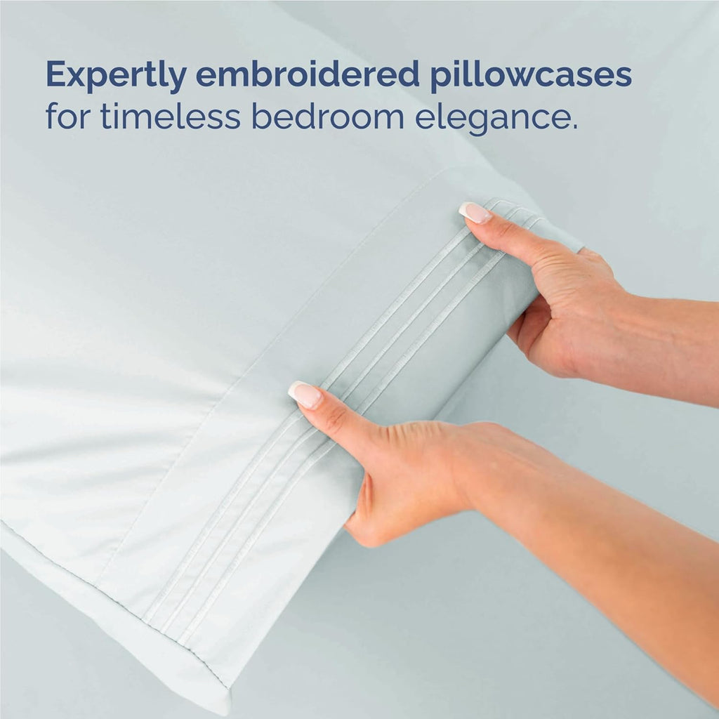 Full Size 4 Piece Sheet Set - Comfy Breathable & Cooling Bed Sheets Set - Hotel Luxury Bedding for Women, Men, Kids, Teens, Boys & Girls - Deep Pockets, Ultra-Soft, Wrinkle Free - Oeko-Tex - Ice Blue