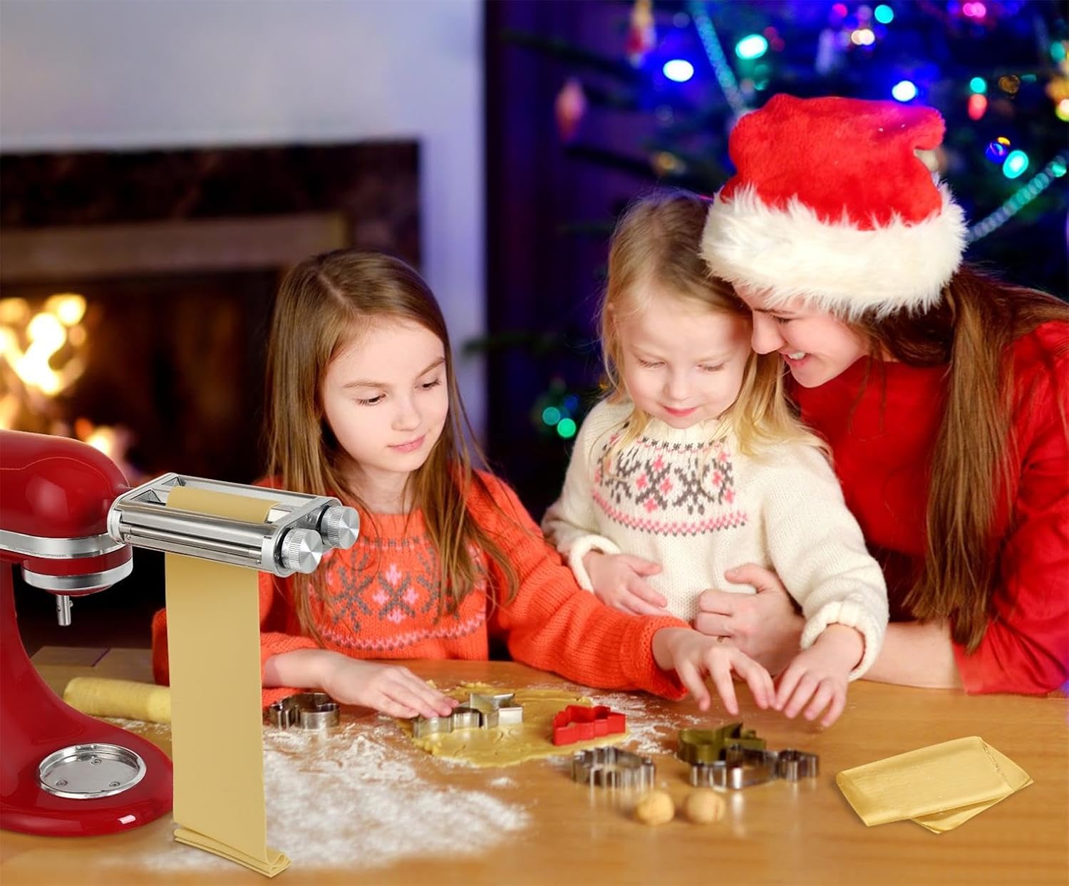 Pasta Maker Attachment for KitchenAid Mixers,3 in 1 Set Included Pasta Sheet Roller, Spaghetti and Fettuccine Cutter Accessories