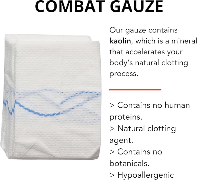 First Aid Advanced Quick Clotting Combat Gauze - Flexible Hemostatic - Stop The Bleed kit Faster Wound Packing Gauze with Quick Clotting Medical - Survival Kit Supplies - 3" x 12.5'