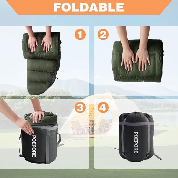 0 Degree Sleeping Bag 100% Cotton Flannel XXL Cold Weather Winter Oversized Sleeping Bag for Adults Camping Zero Degree Big and Tall with Compression Sack