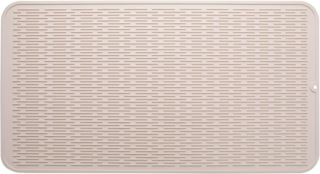 Silicone Dish Drying Mat for Multiple Usage,Easy clean,Eco-friendly,Heat-resistant Silicone Mat for Kitchen Counter or Sink,Refrigerator or Drawer Liner Tapioca 4XL 32 inches x 18 inches