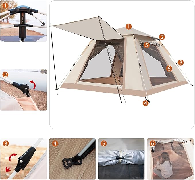 2 Person Windproof Oxford Tent Easy Setup Backpacking Tent for Camping, Hiking, Traveling