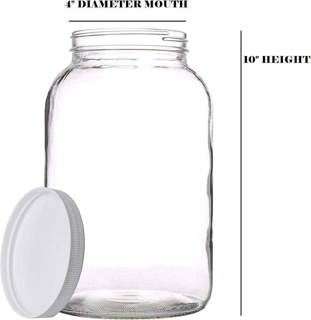 kitchentoolz 1 Gallon Glass Mason Jars – Extra Large Wide Mouth Jars with Airtight Lids – Perfect for Sourdough Starter, Fermenting, Pickling, and Storage – Made in the USA – Pack of 2