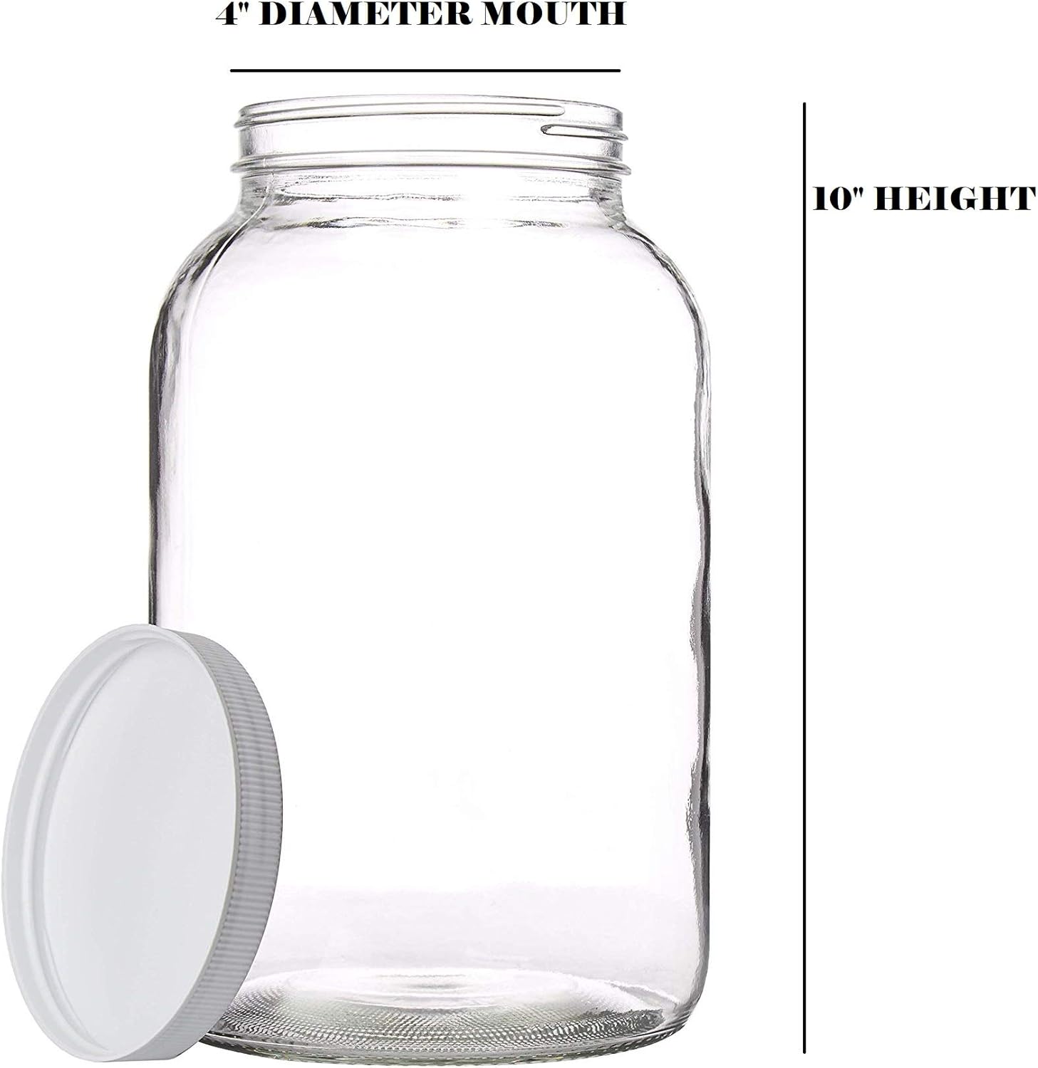 kitchentoolz 1 Gallon Glass Mason Jars – Extra Large Wide Mouth Jars with Airtight Lids – Perfect for Sourdough Starter, Fermenting, Pickling, and Storage – Made in the USA – Pack of 2