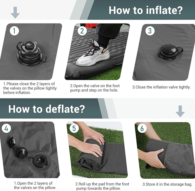 Elegear Double Sleeping Pad for Camping, 4" Ultra-Thick Self Inflating Camping Pad 2 Person with Pillow Built-in Foot Pump Camping Sleeping Mat for Backpacking, Hiking, Portable Camping Pad