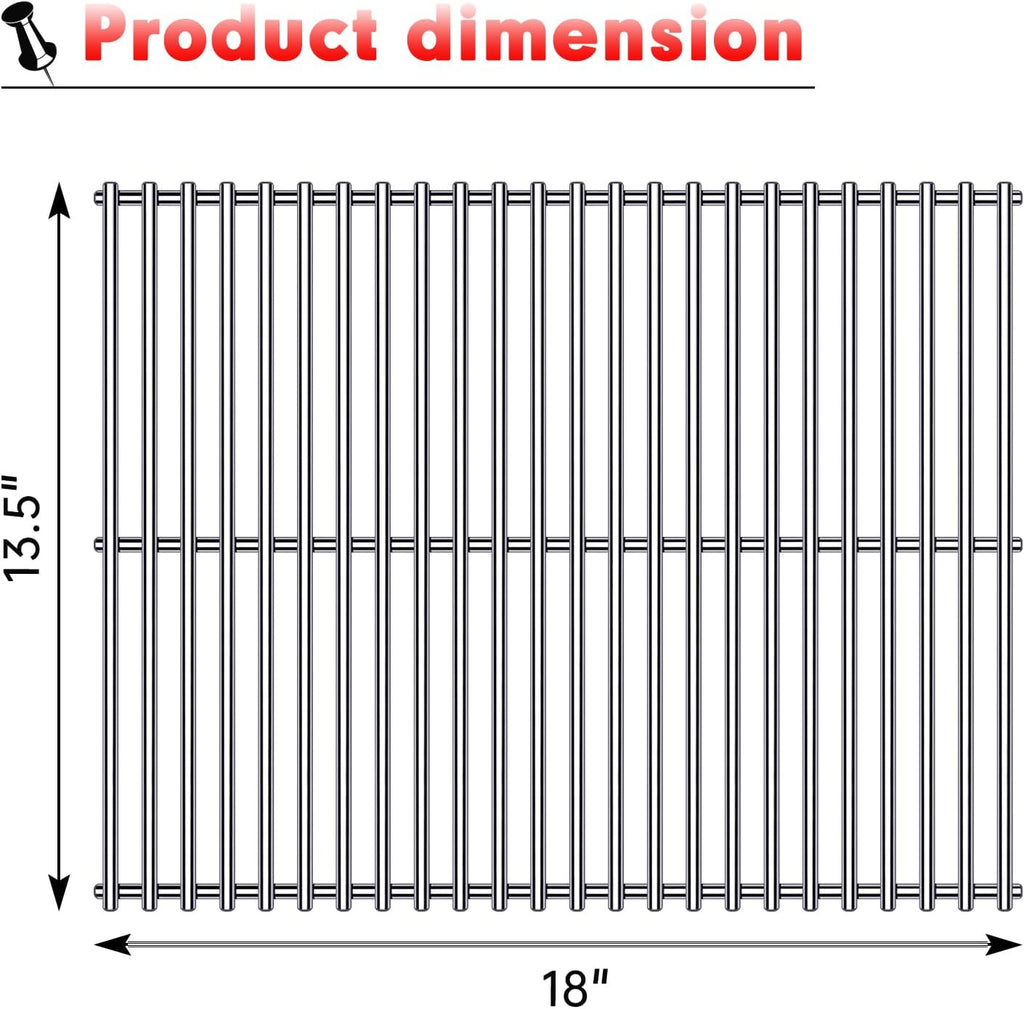 BBQ Grill Grates Replacement for Cuisinart Gas Grill CGG-200, CGG-220, CGG-240, Stainless Steel Cooking Grate Grids Gas Grill Parts Accessories 18 Inch for All Foods Portable Gas Grillls