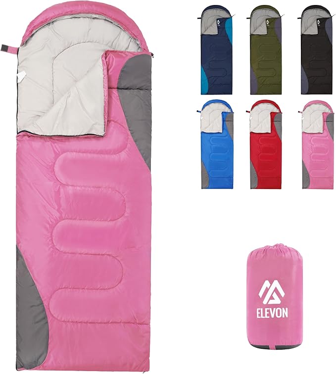 Sleeping Bag for Adults Teens Kids Cold Warm Weather, Portable Waterproof & Lightweight, Compact with Compression Sack, for 3-4 Seasons Camping, Backpacking, Hiking, Travel, Indoors Outdoors