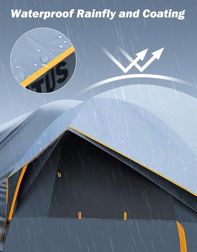 JOYTUTUS SUV Tent for Camping with Rainfly, Double Door Design Car Tent with Aluminum Poles, SUV Tailgate Tent with Waterproof PU2000mm Double Layer for 6-8 Person, Orange