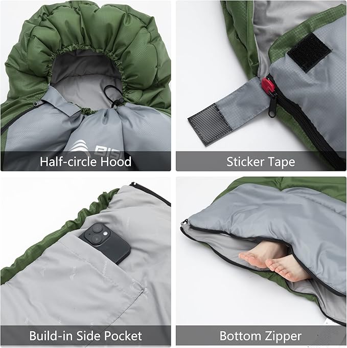 BISINNA 0 Degree Winter Sleeping Bags(480GSM) for Adults-Cold Weather Camping Sleeping Bag-Comfortable Warm Portable Sleeping Bags with Pillow Compression Sack for Backpacking Hiking Outdoor