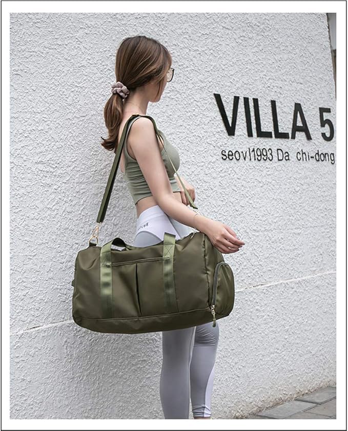 KARRESLY Sports Gym Bag for Women or Men Travel Duffel Bag with Wet Pocket and Shoes Compartment for Training Swim Yoga(Dark Grey)