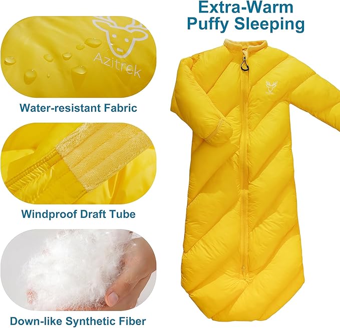T40 Toddler Sleeping Bags Boys Girls | Ages 2-4 | Puffy Kids Sleeping Bag Camping Sleepovers |up to 46 in| Lightweight Compact Comfort for Indoor Outdoor Machine Washable