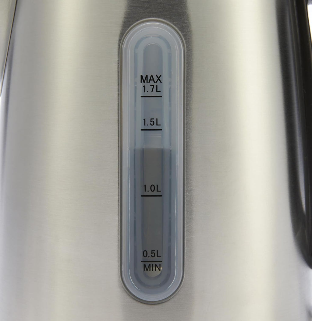 Amazon Basics Electric Stainless Steel Kettle for Tea and Coffee, BPA-Free, Fast Boiling, Auto Shut-Off, 1.8 Quarts, 1500W, Black and Silver