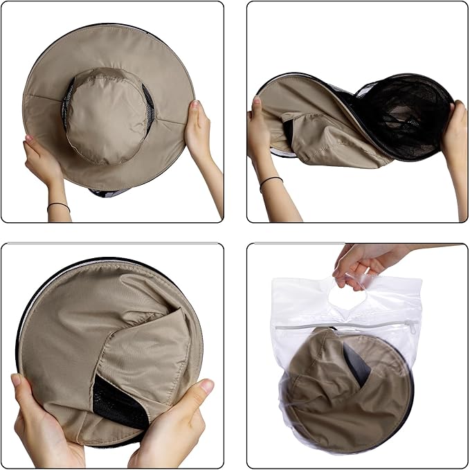 Sucrain 2 Pack Mosquito Head Net Hat Sun Hat Garden Bug Hat with Hidden Net Mesh for Outdoor Gardening Beekeeping