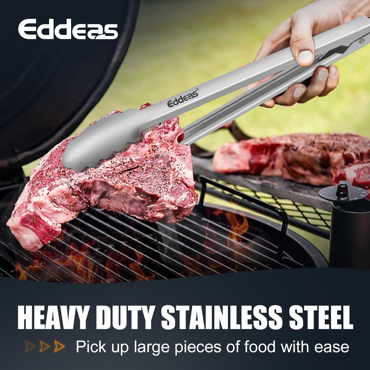 2PCS 9inch Tongs for Cooking - Heat Resistant 600 Degree Kitchen Tongs, Heavy Duty All Metal Food Tongs, Stainless Steel and Non-Slip handle, Salad, Grilling, Barbecue, Dishwasher safe