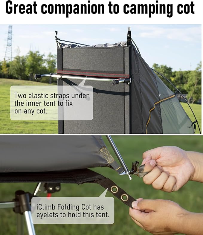 iClimb Ultralight 4 Season Solo Tent Waterproof with Snow Skirt Rainfly, Ground/Off The Ground Tent for Backpacking Camping Hiking Trekking Mountaineering