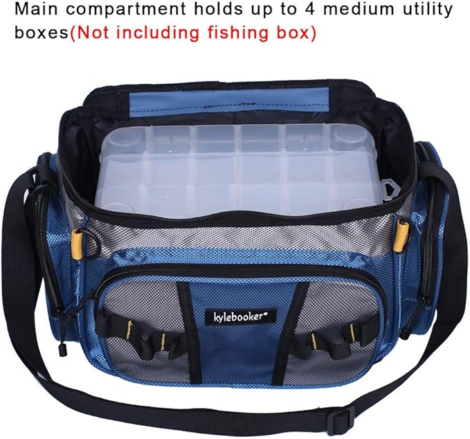 Kylebooker Fishing Tackle Bags Soft Side Fishing Tackle Box Storage Bag for Saltwater or Freshwater
