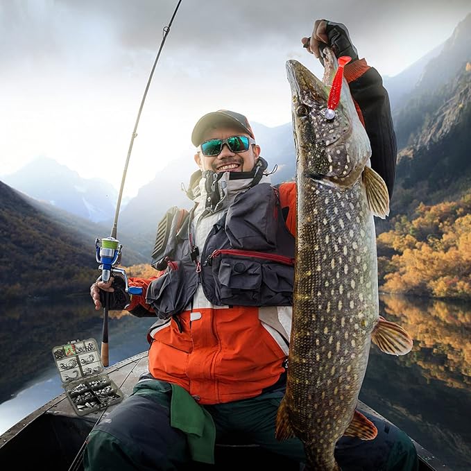 TOPFORT 187/343pcs Fishing Accessories Kit, Organized Fishing Tackle Box with Tackle Included, Fishing Hooks, Fishing Weights Sinkers, Fishing Gear and Equipment, Fishing Gift for Men