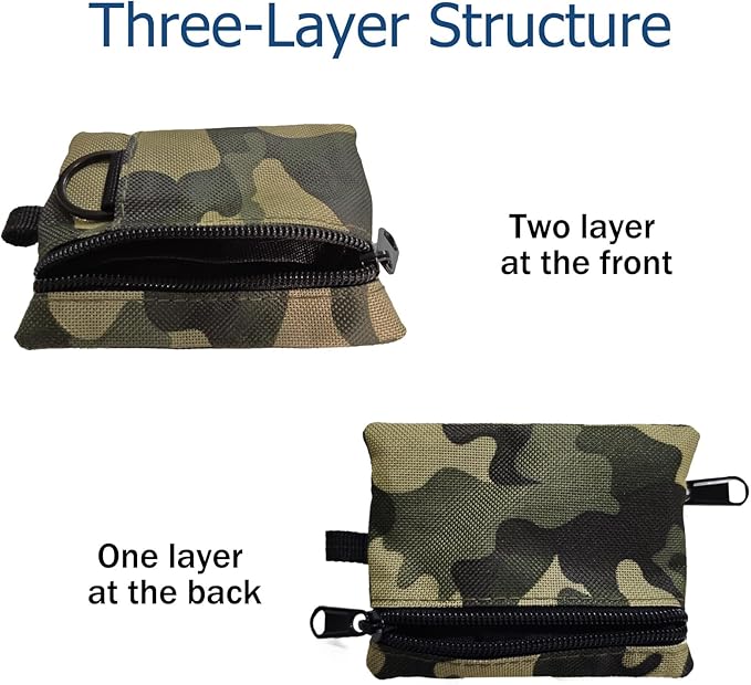 3 Pack Tactical EDC Keychain Pouch with Upgraded D-Ring - Military Mini Molle Utility Organizer for Outdoor, Hiking, Camping, Belt Gear, Zipper Pocket Bag