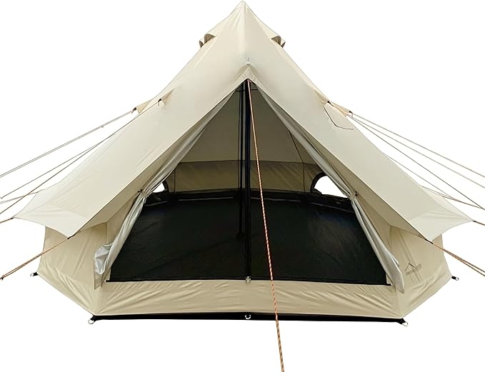 DANCHEL OUTDOOR B2 Waterproof Glamping Yurts for All Year Living with Stove Jack for 4/6 Person, Portable 4 Season Bell Tent for Camping Hot Tent 300D Oxford Nylon Glamping Accessories,13ft/16.4ft