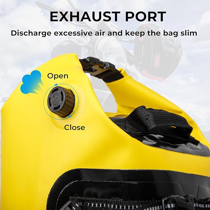 25L Waterproof Motorcycle Dry Bag - Motorcycle Luggage Tail Bag with Straps for Back Seat - Roll Top Dry Bag for Kayaking, Rafting, Boating, Camping, Travel, Beach