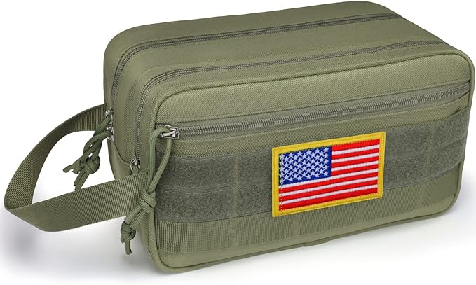 TACTICISM Toiletry Bag for Men - Dry Wet Separate Travel Toiletry Bag, Tactical Molle Dopp Kit for Men with Large Capacity, Water-Resistant Shaving Bag for Adult Women for Travel, Green