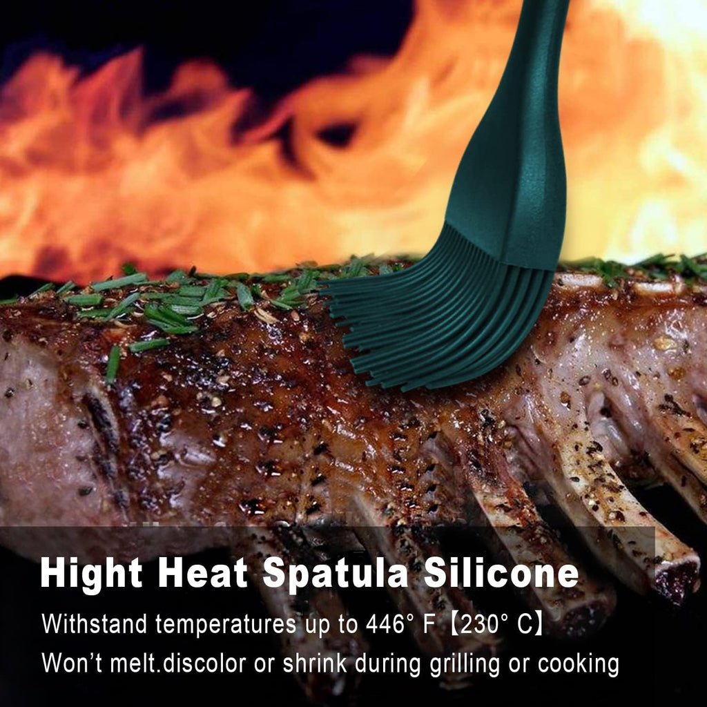 Walfos Silicone Basting Pastry Brush, 2 Size Pastry Brush Set, Perfect for BBQ Grill Kitchen Cooking, BPA Free and Dishwasher Safe, 2 Pcs (Ink Green)