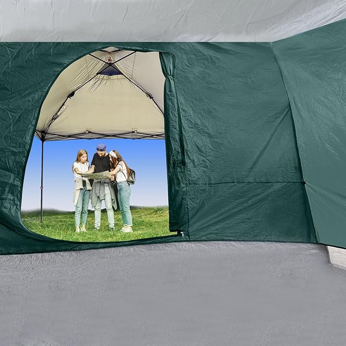 KAMPKEEPER Side Tent,Camping Tent for 10' x 10' Pop Up Canopy, Easy Set Up Gazebo,Compatible with 10' Wide Canopy Tents (Green)