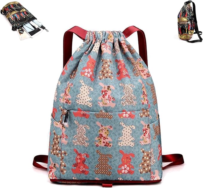 Drawstring Foldable Large Capacity Dry-wet Separation Travel Sports Backpack Waterproof Gym Bag with Multiple Pockets (B)