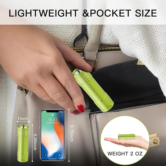 KunHe 6 Pack Party Favors Mini Small Led Aluminum Flashlight Bulk with Lanyard 3AAA Battery Included for Kids Flashlights for Camping Power Outage Emergency Night Reading