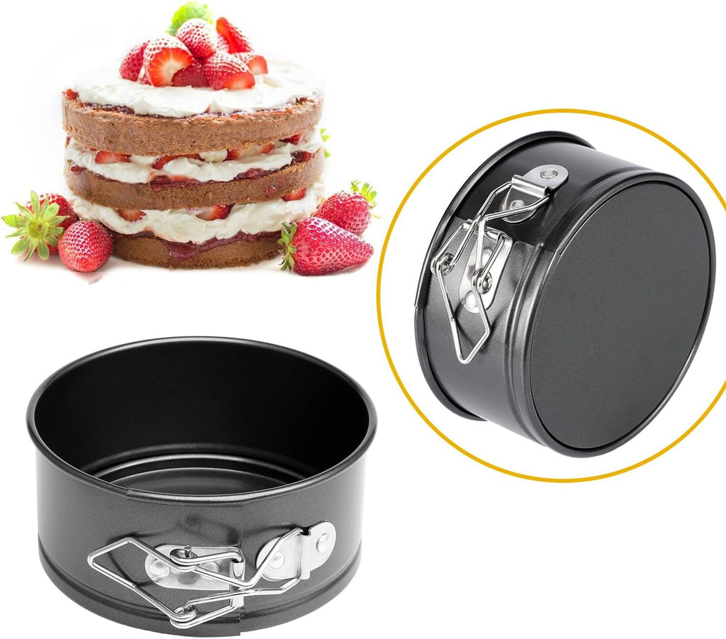 Hiware 4-Inch Mini Springform Pan Set - 4 Piece Small Nonstick Cheesecake Pan for Mini Cheesecakes, Pizzas and Quiches