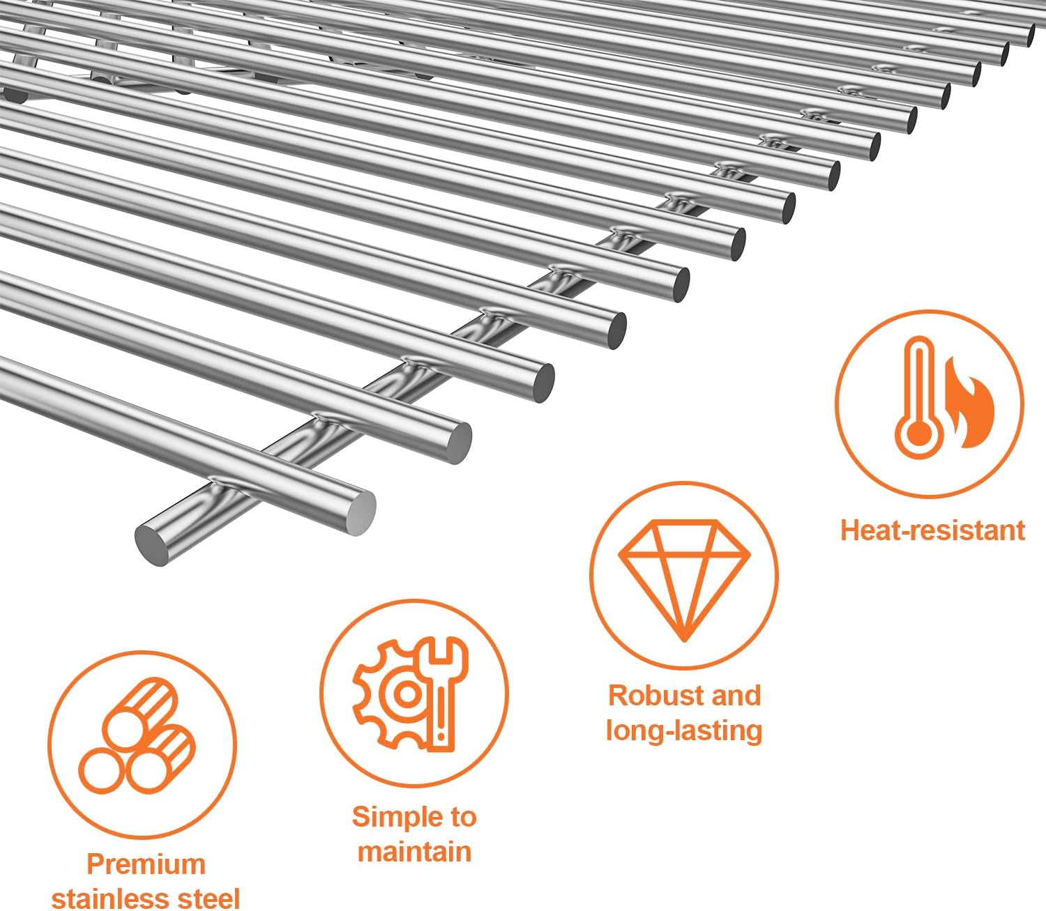KEESHA 7852 Stainless Steel Grates Replacement Parts for Weber Crafted Genesis II 300 Series Grill Grates for Weber Genesis ii E-310 E-315 E-325 E-330 E-335 S-310 S-335 S-345 SE-335 SE-310