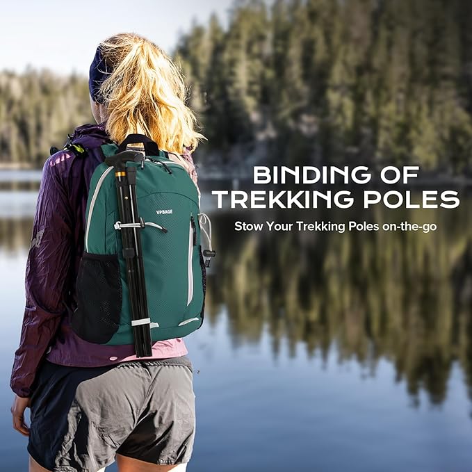 15L Water-resistant Hiking Daypack, Small Backpack Travel Outdoor, Lightweight Day Pack with Tool Loops