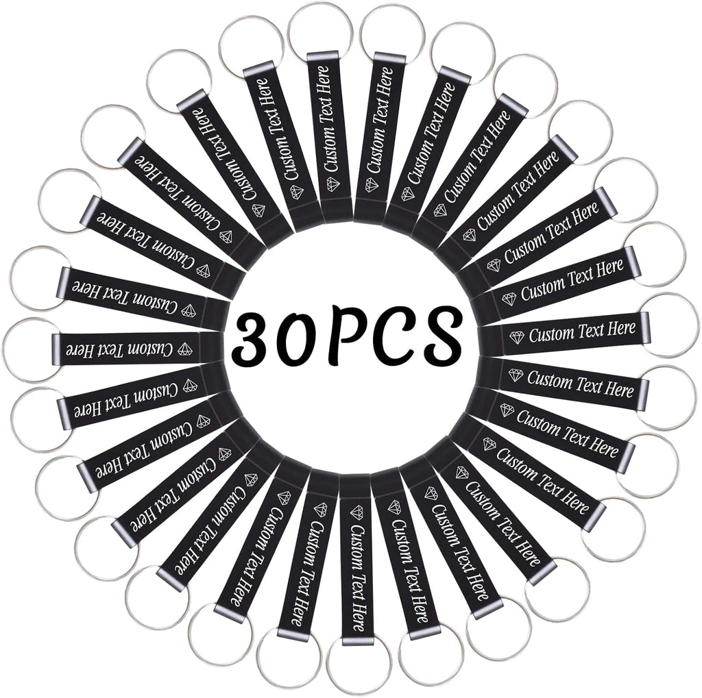 30PCS Personalized Bottle Opener Keychain Bulk Custom Beer Bottle Opener with Logo Text Engraved Wedding Bottle Opener Favors Customized Gifts for Guests Baby Shower Birthday Party-Black