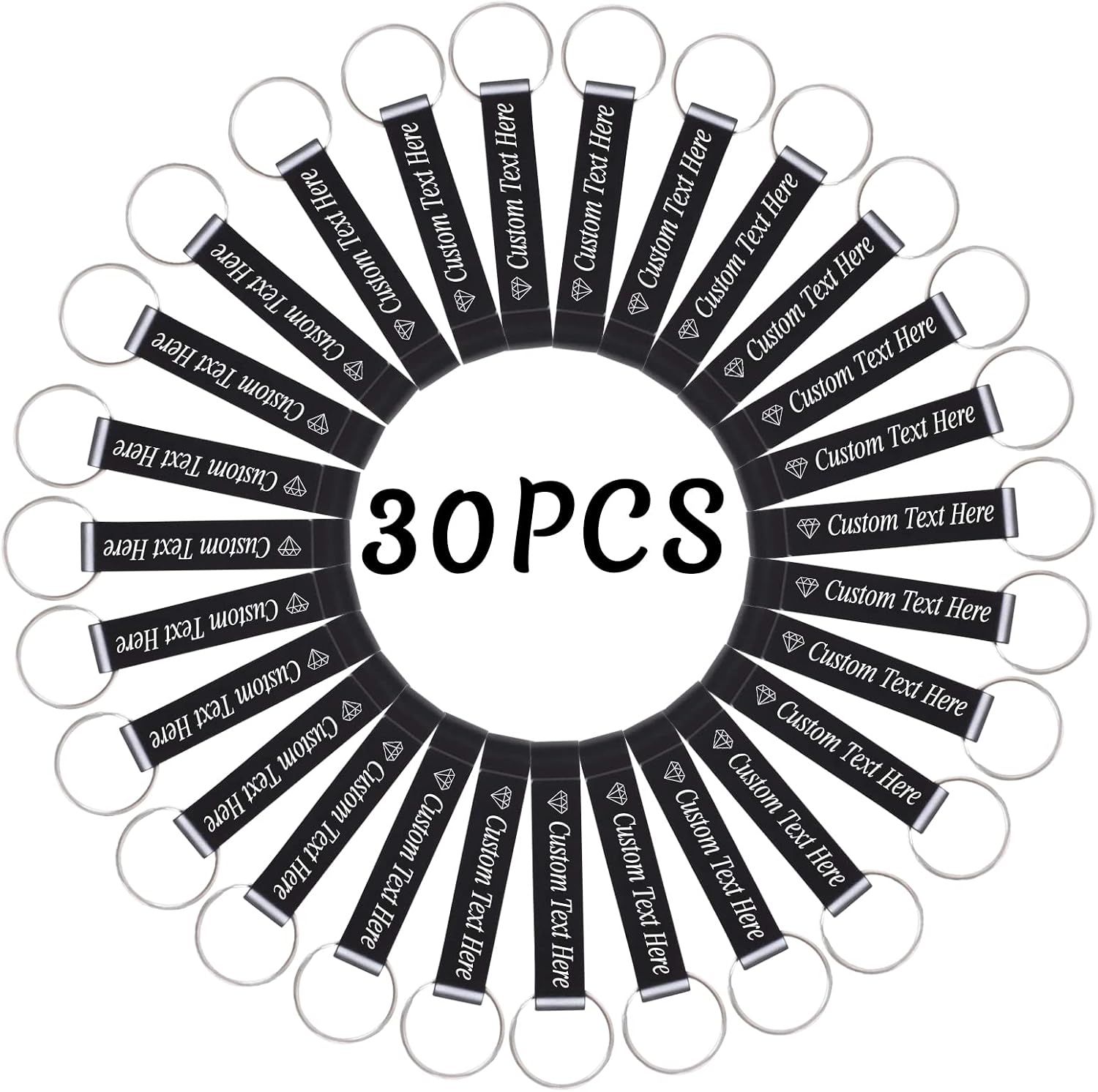 30PCS Personalized Bottle Opener Keychain Bulk Custom Beer Bottle Opener with Logo Text Engraved Wedding Bottle Opener Favors Customized Gifts for Guests Baby Shower Birthday Party-Black