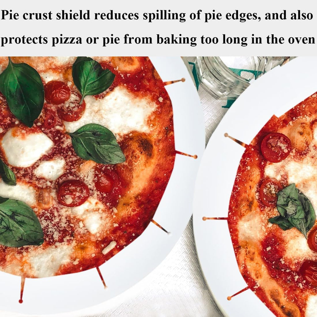 Adjustable Pie Crust Shields, Silicone Baking Protectors, Cover Ring Tools Fits 8-11.4 Inch Pies, Baking Pie Pizza Crust Shield Protector Cover for Edges ﻿ (Transparent)