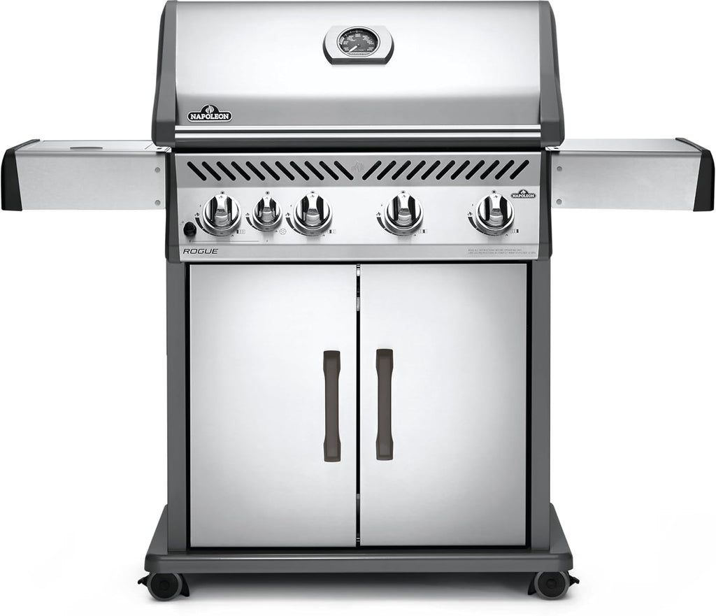 Napoleon Rogue 525 Natural Gas Grill with Range Side Burner, Stainless Steel, Durable 4-Burner Cooking