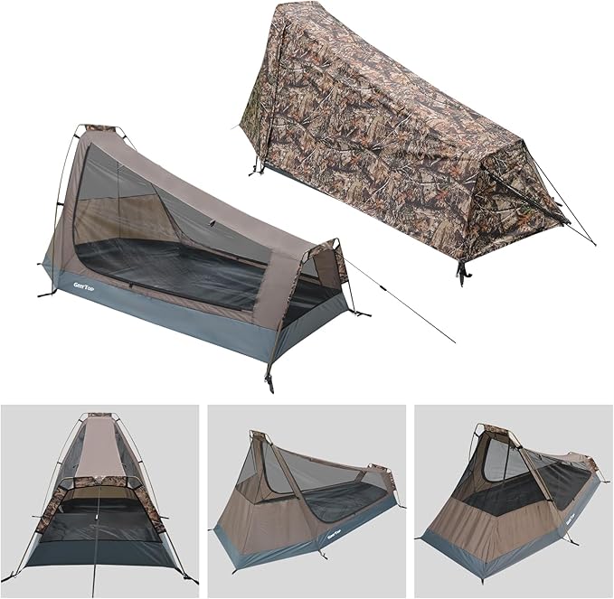 GEERTOP Ultralight Bivy Tent for 1 Person 3 Season Waterproof Single Person Backpacking Tent for Camping Hiking Backpack Travel Outdoor Survival Gear